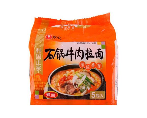 农心石锅牛肉拉面五连包120g*5