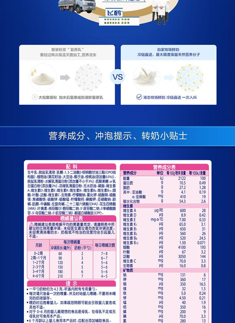 飞鹤星飞帆1段婴儿配方奶粉700g